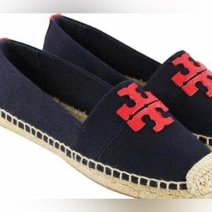 Tory Burch  size 9.5 espadrilles navy blue and red